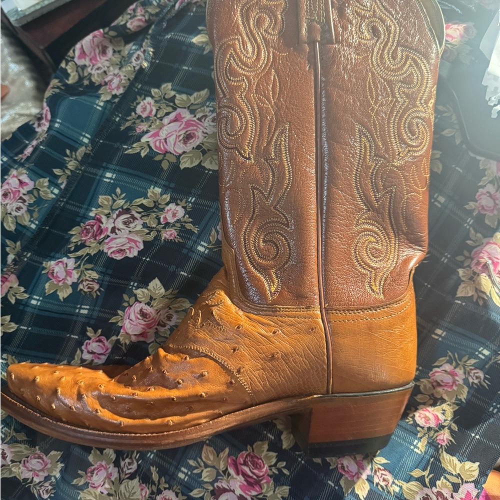 Lucchese ostrich Brown Leather Cowboy Boots - Picture 10 of 16